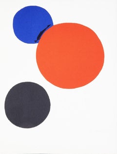 Retro Circles Black Blue Red Calder Abstract Geometric Colorful Kinetic Balance Modern