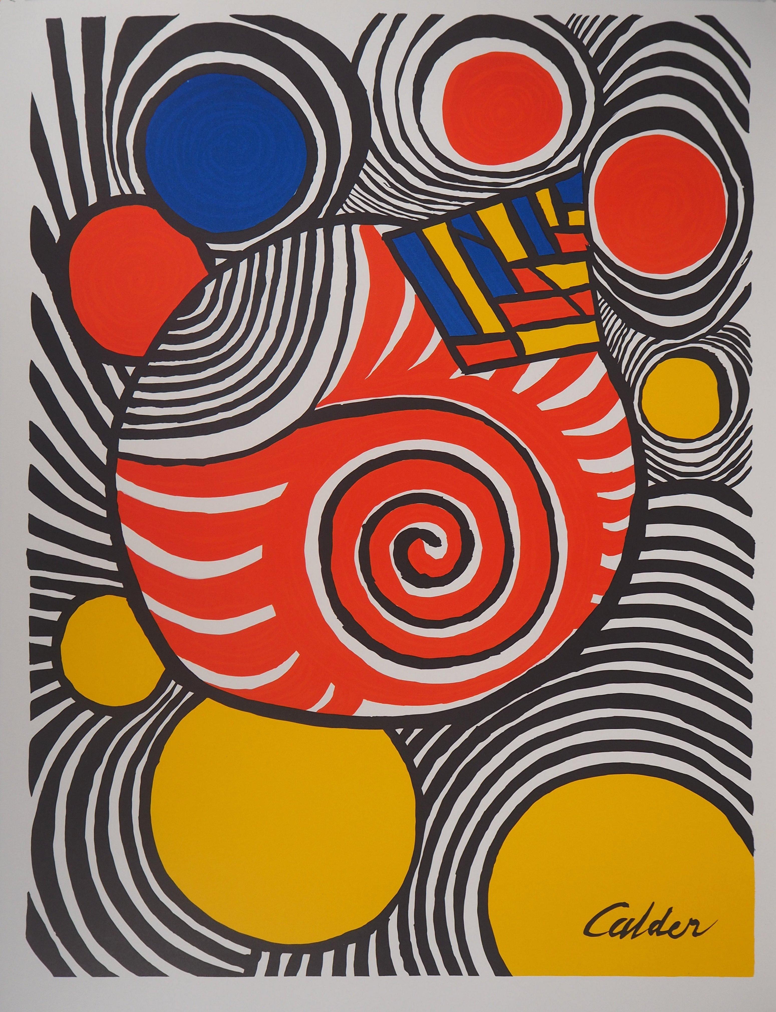 Color Balloons and Waves (Les Travestis du Reel) - Lithograph poster - 1979 - Abstract Geometric Print by Alexander Calder