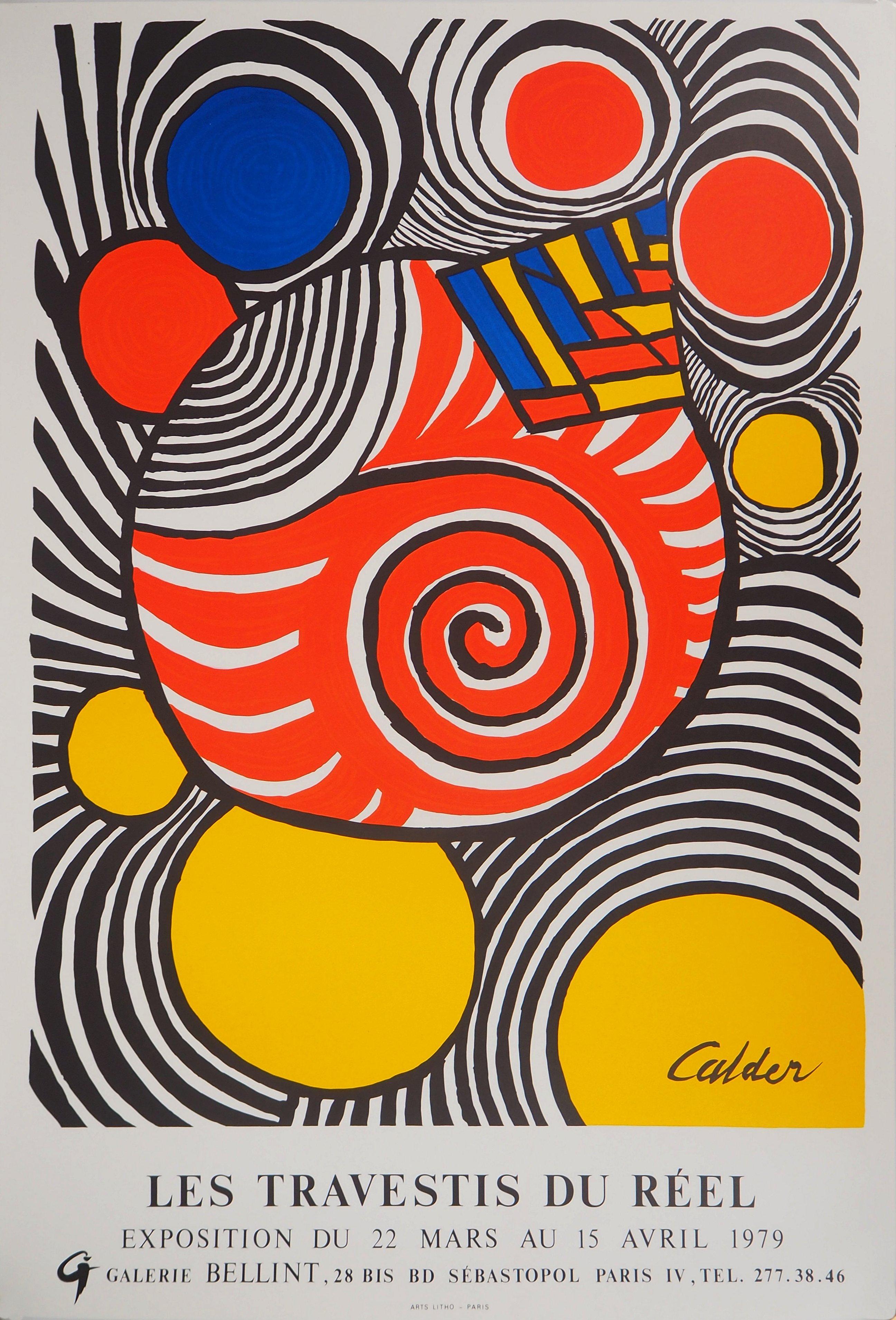 Alexander Calder Abstract Print - Color Balloons and Waves (Les Travestis du Reel) - Lithograph poster - 1979