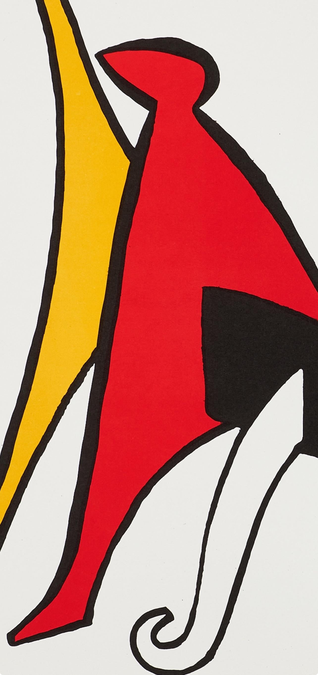 Composition, Derrière le miroir - Beige Abstract Print by Alexander Calder