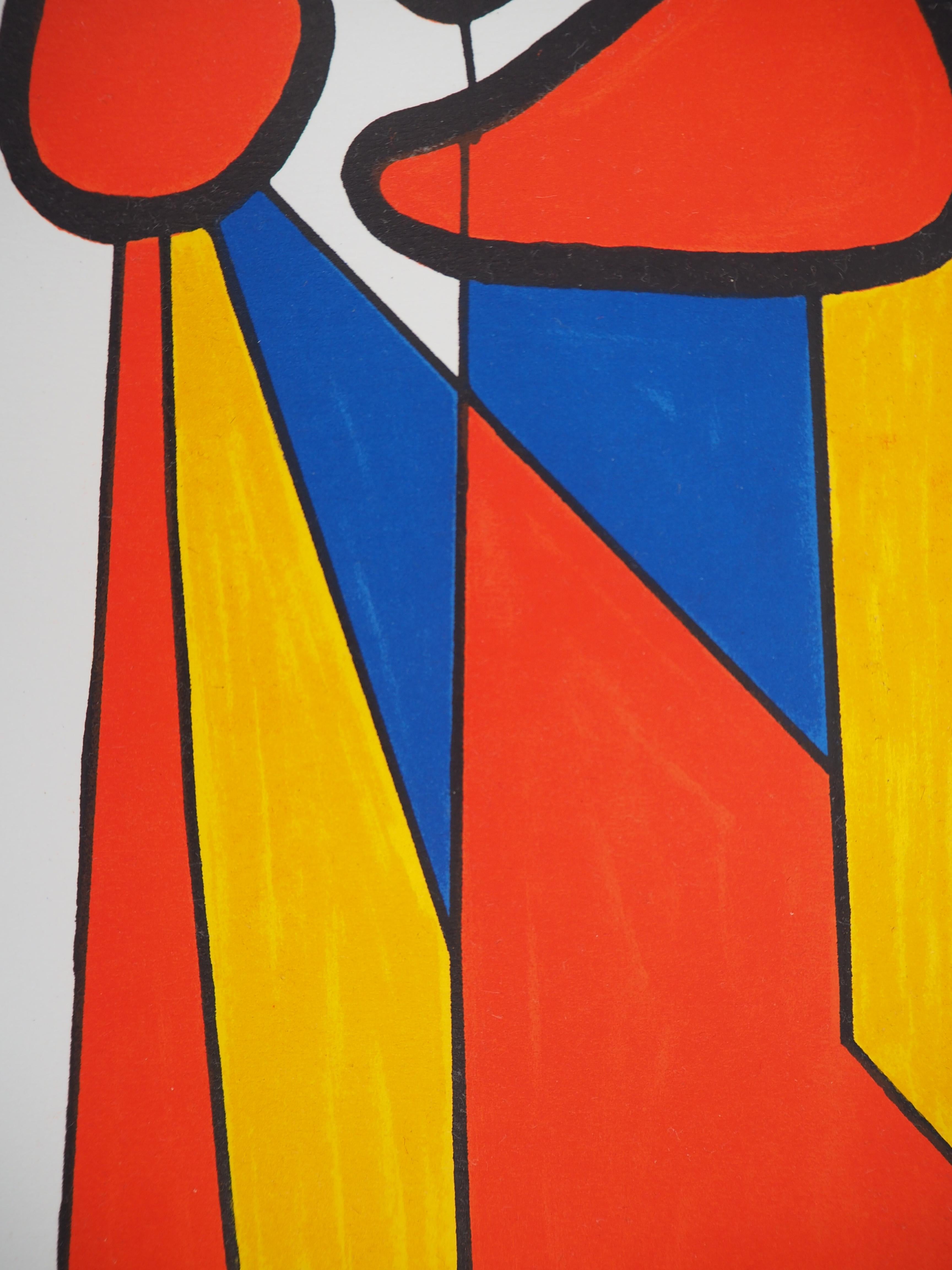 Alexander Calder
Komposition in Rot, Gelb und Blau, 1972

Original-Lithographie (4 Farbsteine)
Gedruckt in der Werkstatt von Mourlot
Auf Pergament 31 x 24 cm (ca. 12,2 x 9,5 in)
Herausgegeben von San Lazzaro im Jahr 1972; unsigniert und nicht