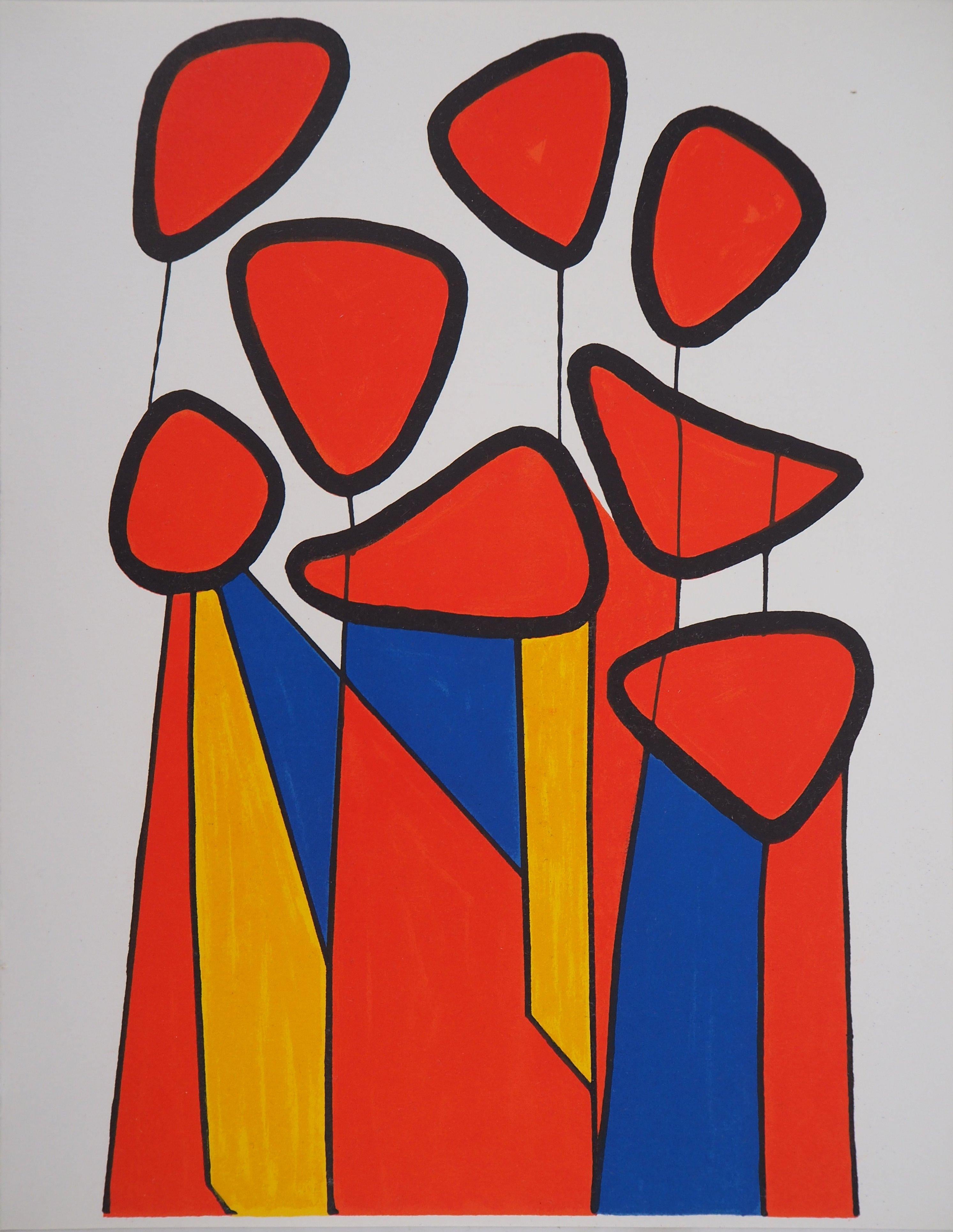 Alexander Calder Abstract Print – Komposition in Rot, Gelb und Blau - Lithographie - Mourlot, 1972
