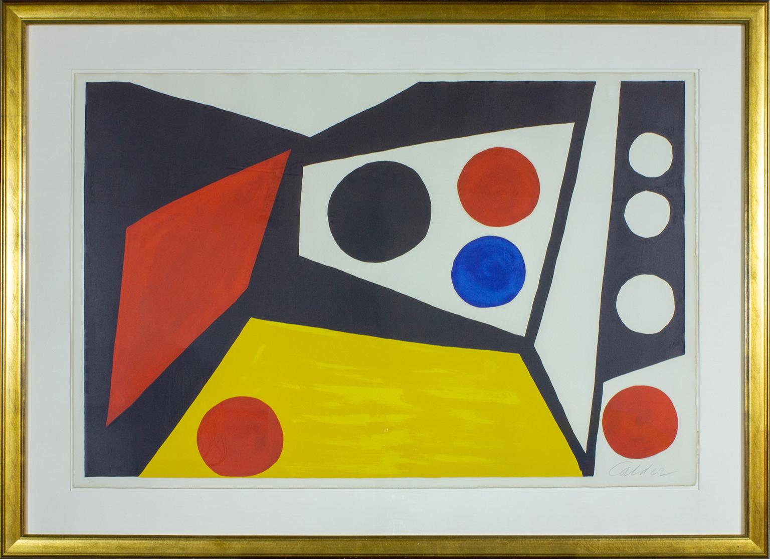 "Composition with Circles" framed signed lithograph by Alexander Calder. 