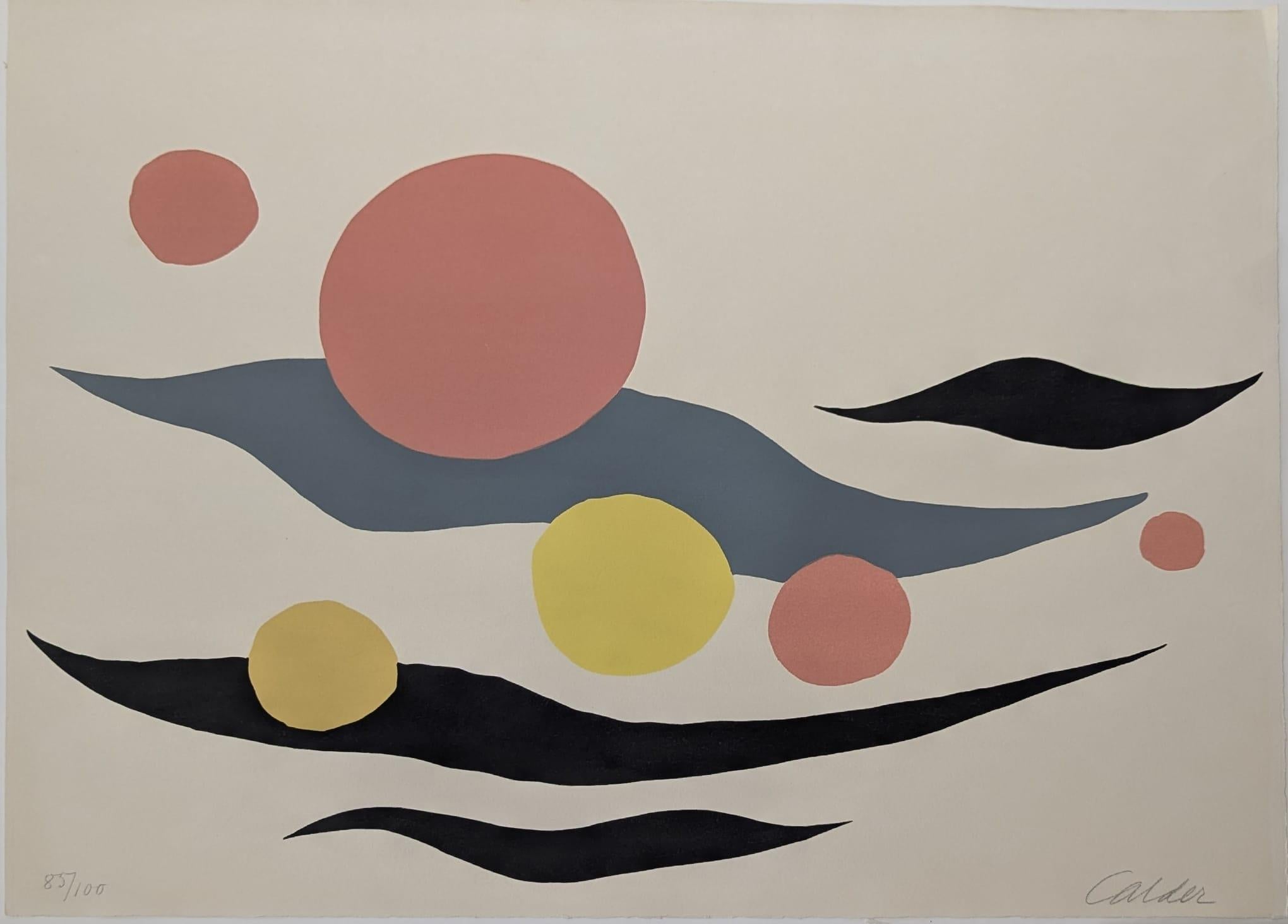 Composition with Clouds and Spheres - Abstract Print by Alexander Calder