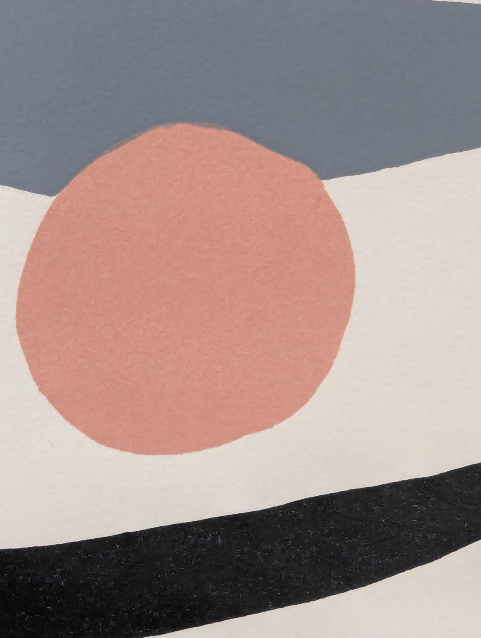 Composition with Clouds and Spheres - Beige Abstract Print by Alexander Calder