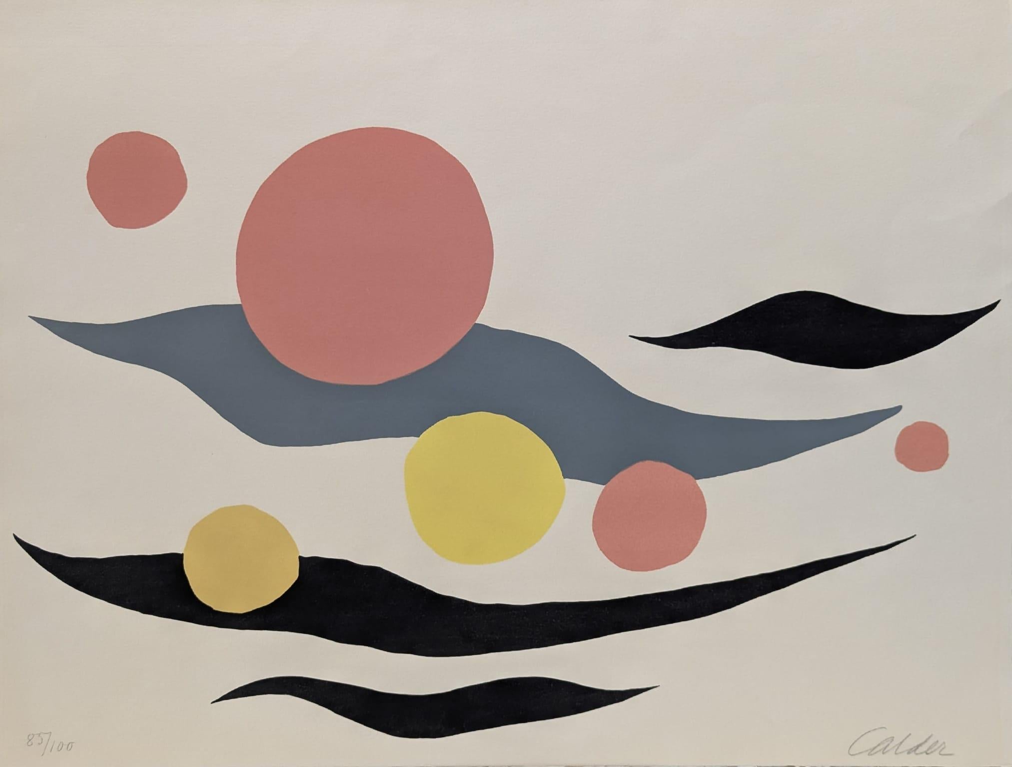 Alexander Calder Abstract Print - Composition with Clouds and Spheres