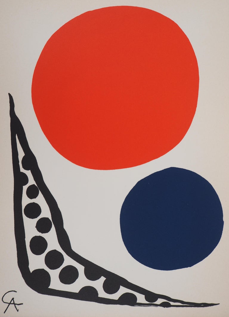 Composition with Red and Blue Ball - Original lithograph (Mourlot) - American Modern Print by Alexander Calder