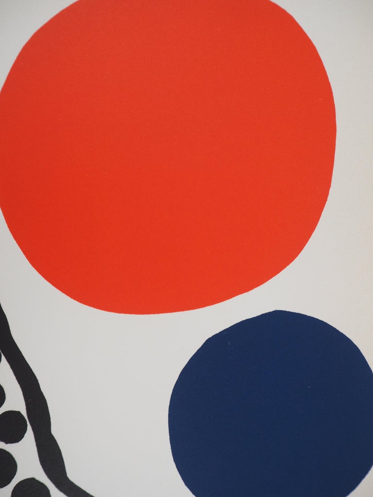 Alexander CALDER
Composition with Red and Blue Ball

Original lithograph (printed in Mourlot workshop)
Printed signature in the plate
On Arches vellum 25 x 19 cm (c. 10 x 8 inch)
Edited by Mourlot in 1964

Excellent condition