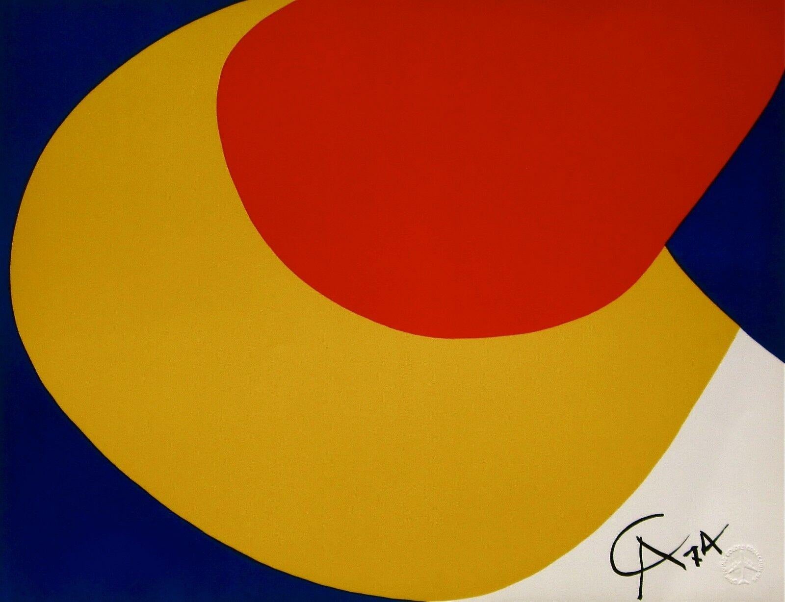 Artistics : Alexander Calder (1898-1976)
Titre : Convection (de la Collection Flying Colors de Braniff International Airways)
Année : 1974
Support : Lithographie sur papier Arches 
Taille : 20 x 26 pouces
Condit : Excellent
Edition : 3,000, plus les