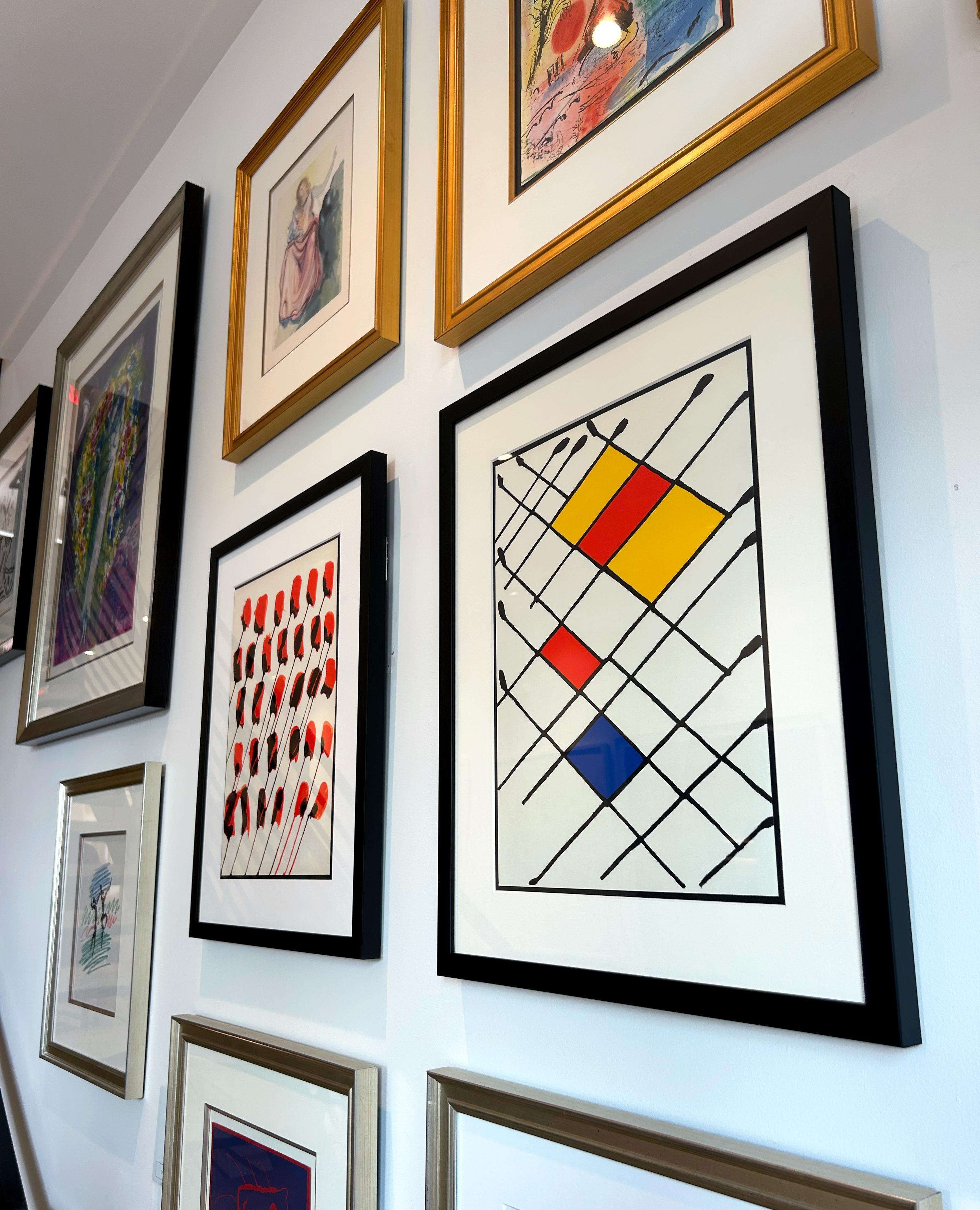 Artist: Alexander Calder
Medium: Original lithograph
Title: Damier
Portfolio: Derriere le Miroir #156
Year: 1966
Edition: Unnumbered
Framed Size: 21 1/4