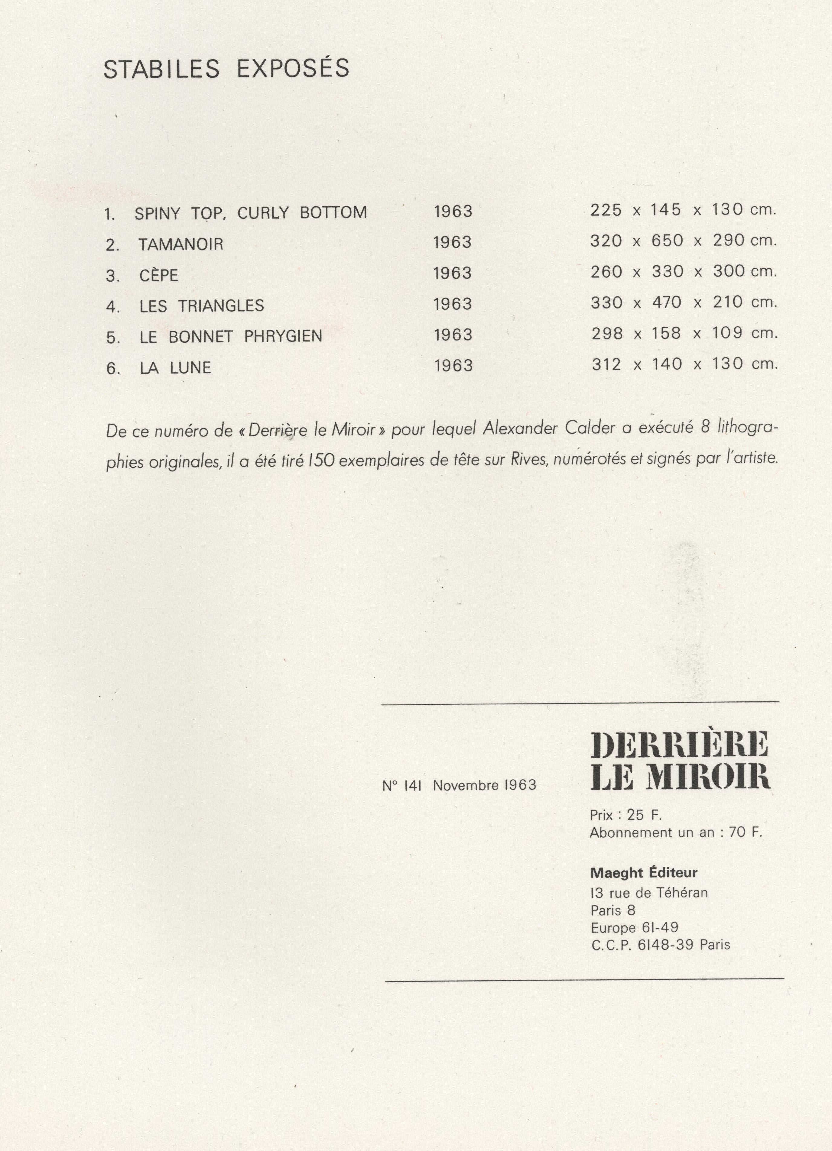 Derrier le Miroir, cover, Volume 141 - White Abstract Print by Alexander Calder