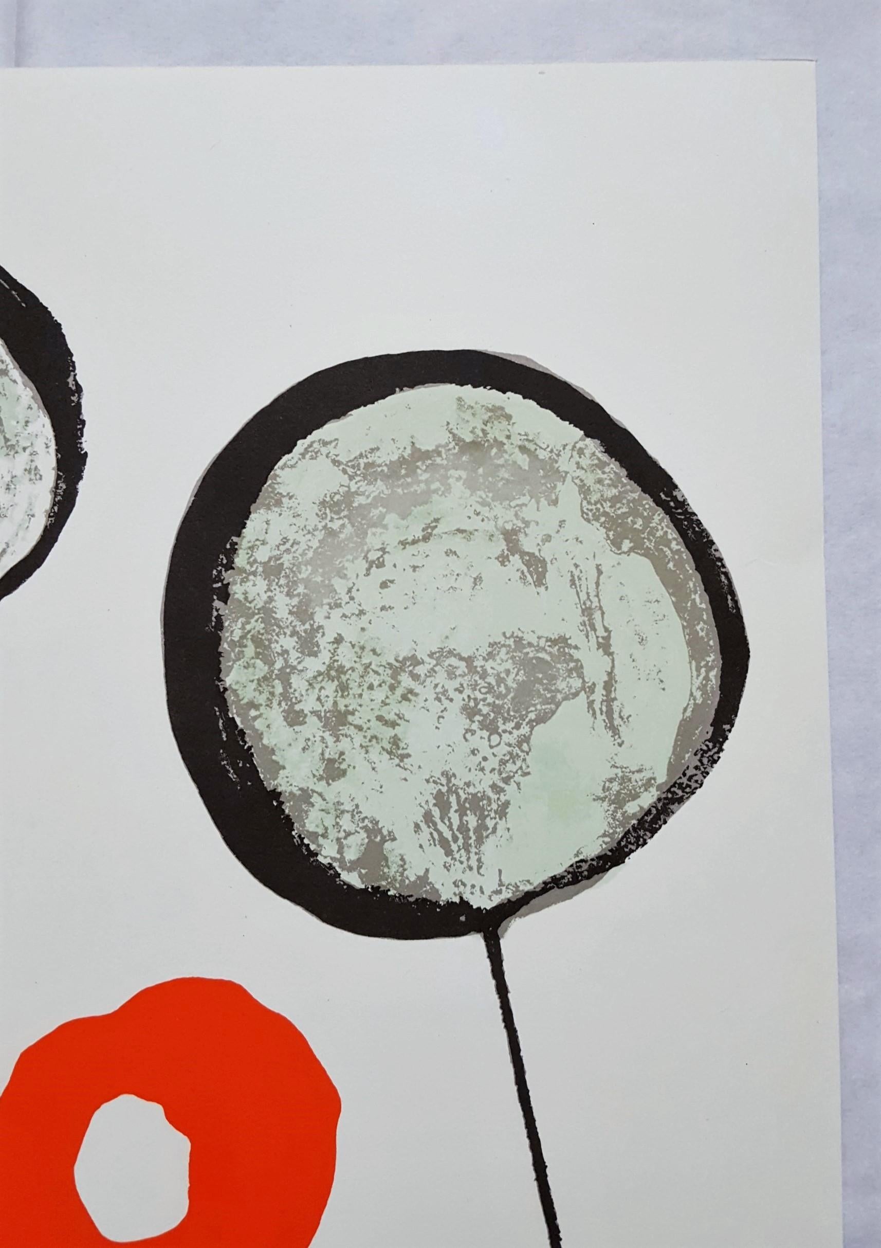 Derrière le Miroir No. 156 (Balloons) - Gray Abstract Print by Alexander Calder