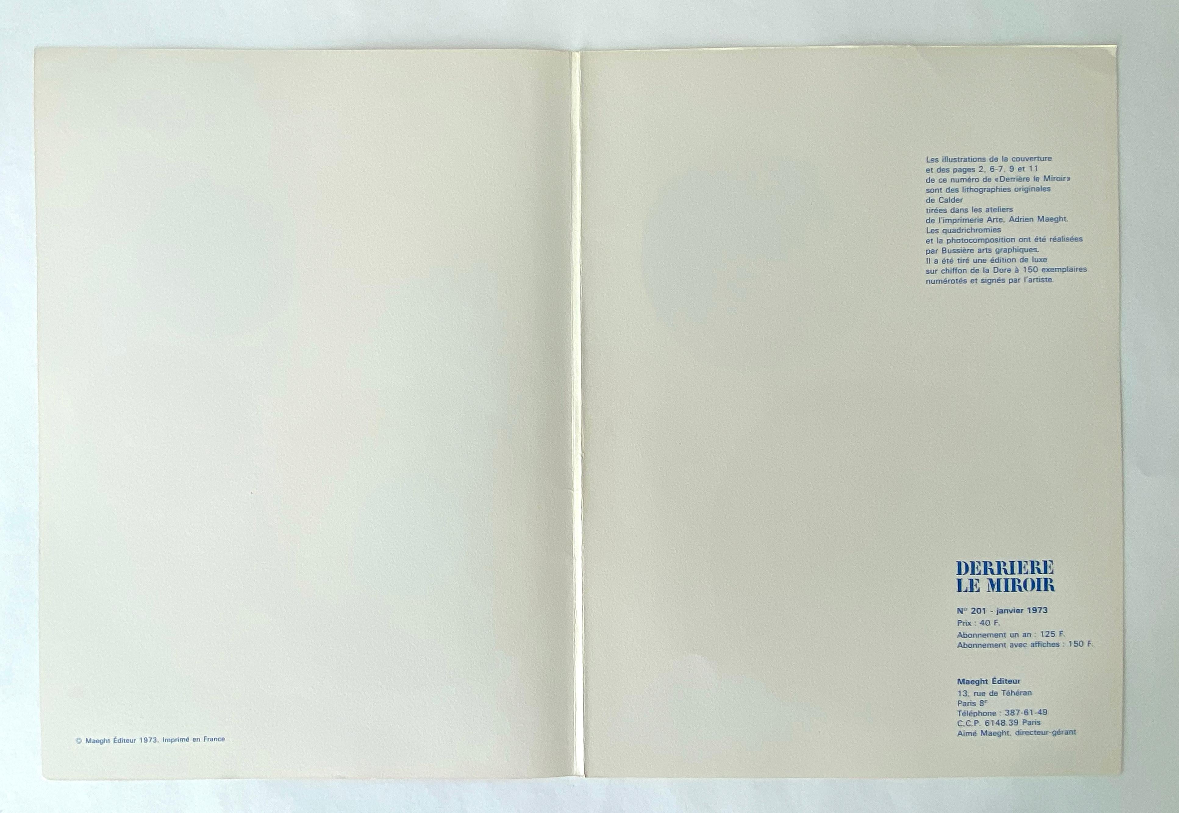 Derriere Le Miroir No. 201, Cover - Abstract Print by Alexander Calder