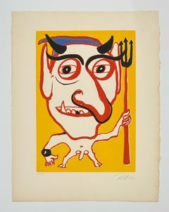 Alexander Calder Etching and Aquatint in Colors, Abstract, Signed, 1974, "Devil"