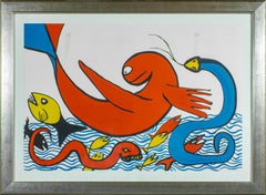 "Dolphin" framed signed lithograph by Alexander Calder. EA from edition of 75.