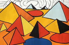 Egypt, Multicolored Pyramids - Original Lithograph Hand Signed