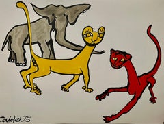 Elephant, Lions Bold Color Lithograph Alexander Calder Unfinished Revolution