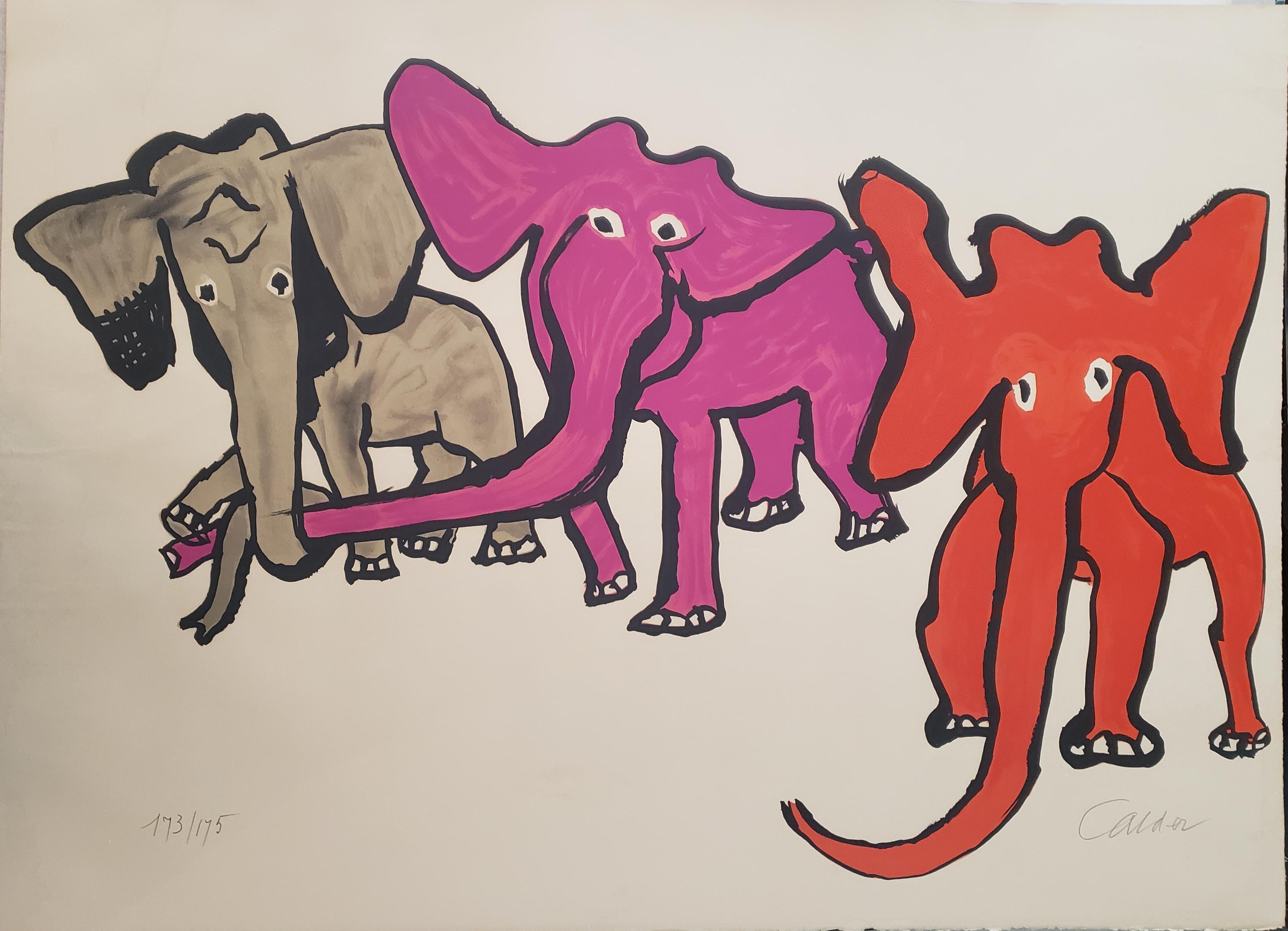 Elefanten, aus unserer unvollendeten Revolution – Print von Alexander Calder
