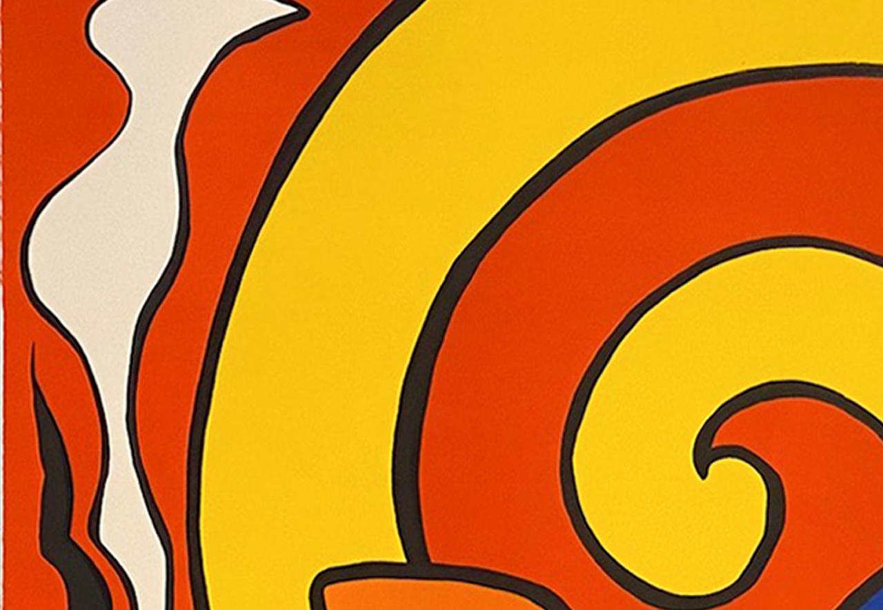 Alexander Calder’s ‘Escargot’ lithograph showcases his playful yet sophisticated approach to abstraction, combining organic form with bold color and dynamic composition. The title, which means 