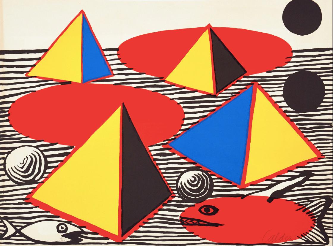 Alexander Calder Abstract Print - Fish and Pyramids