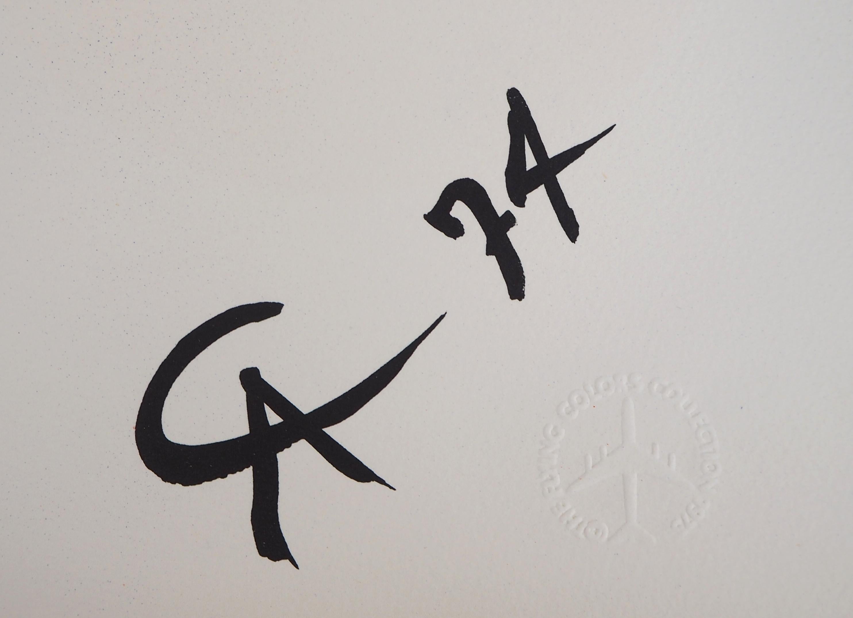 Flying Colors - Blue Balls, 1974 - Original lithograph, Signed - Print by Alexander Calder