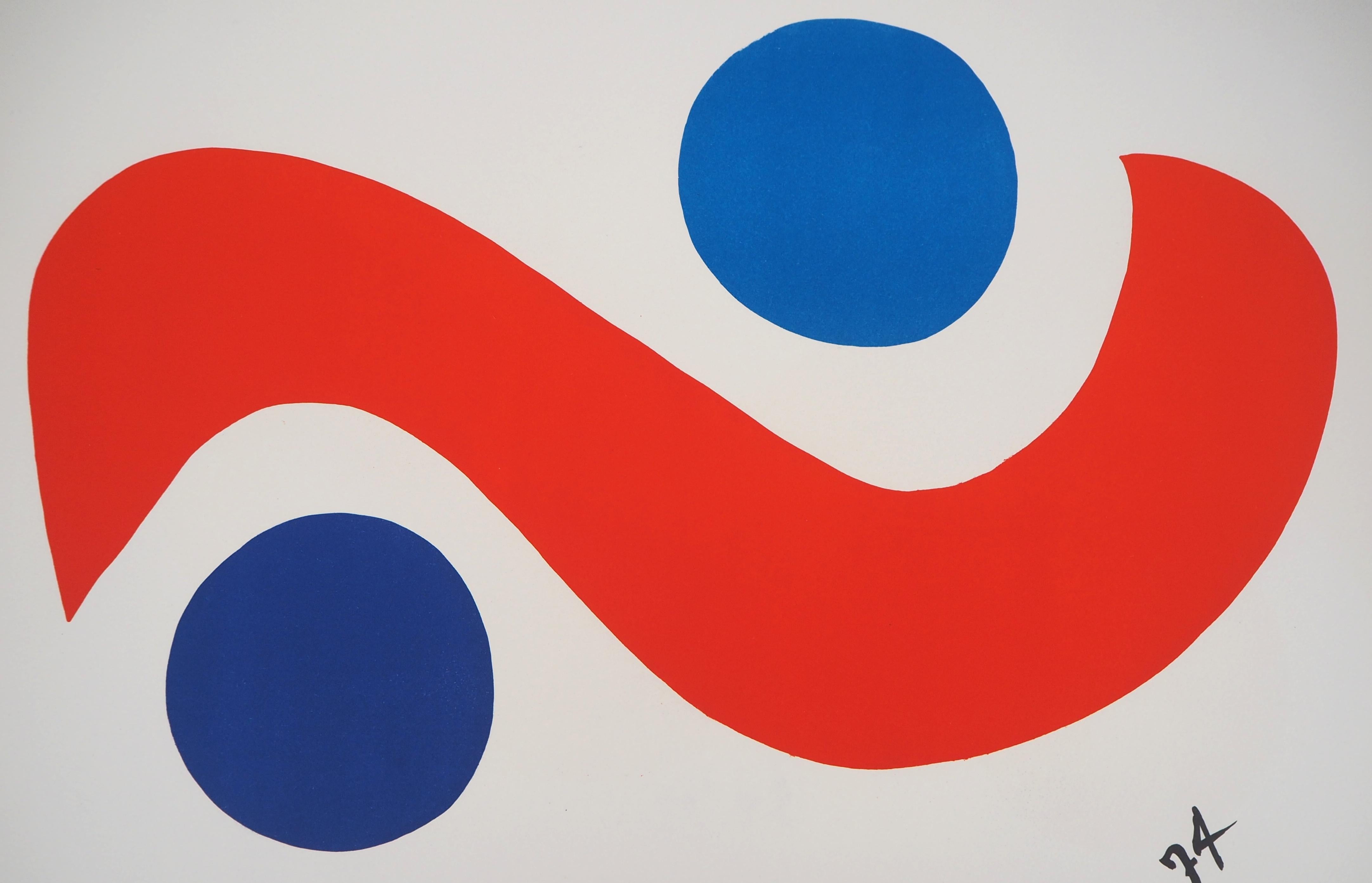 Flying Colors - Blue Balls, 1974 - Original lithograph, Signed - American Modern Print by Alexander Calder
