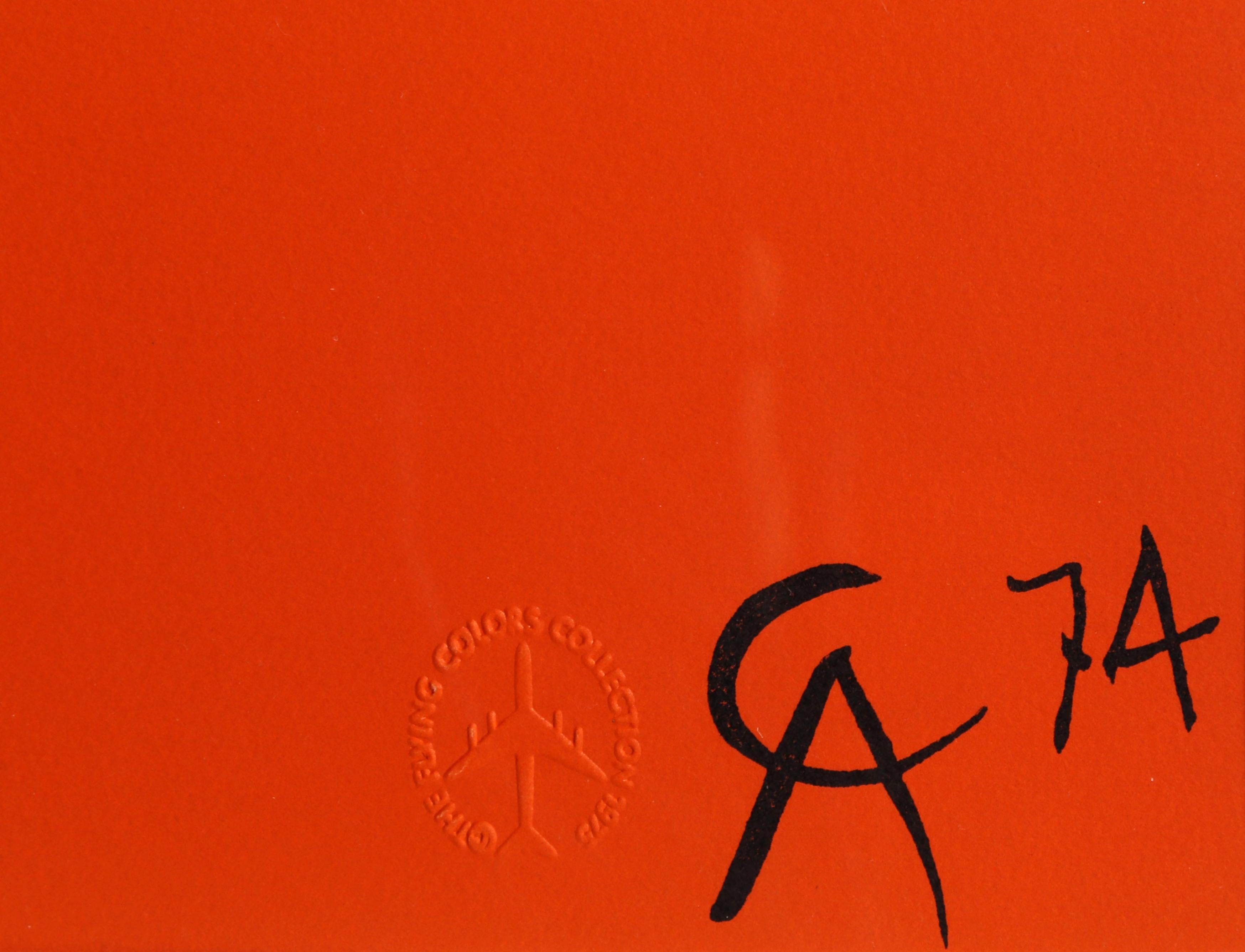 Artist: Alexander Calder (after), American (1898 - 1976)
Title: Flying Colors for Braniff Airlines
Year: 1974
Medium: Lithograph, signed in the plate
Size: 20 in. x 26 in. (50.8 cm x 66.04 cm)
Frame Size: 25 x 31 inches

Braniff Airlines Flying
