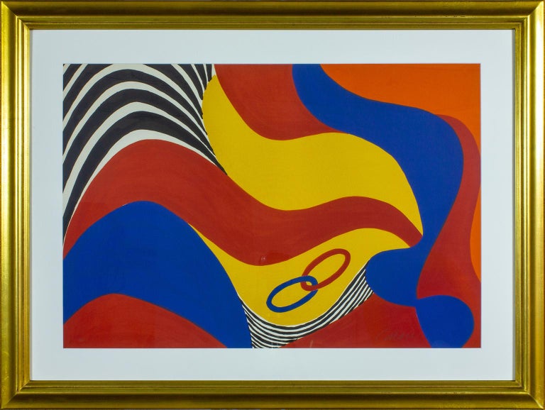 Framed "Flying Colors" lithograph by Alexander Calder. Signed Calder in lower right corner. Edition 11 of 100.