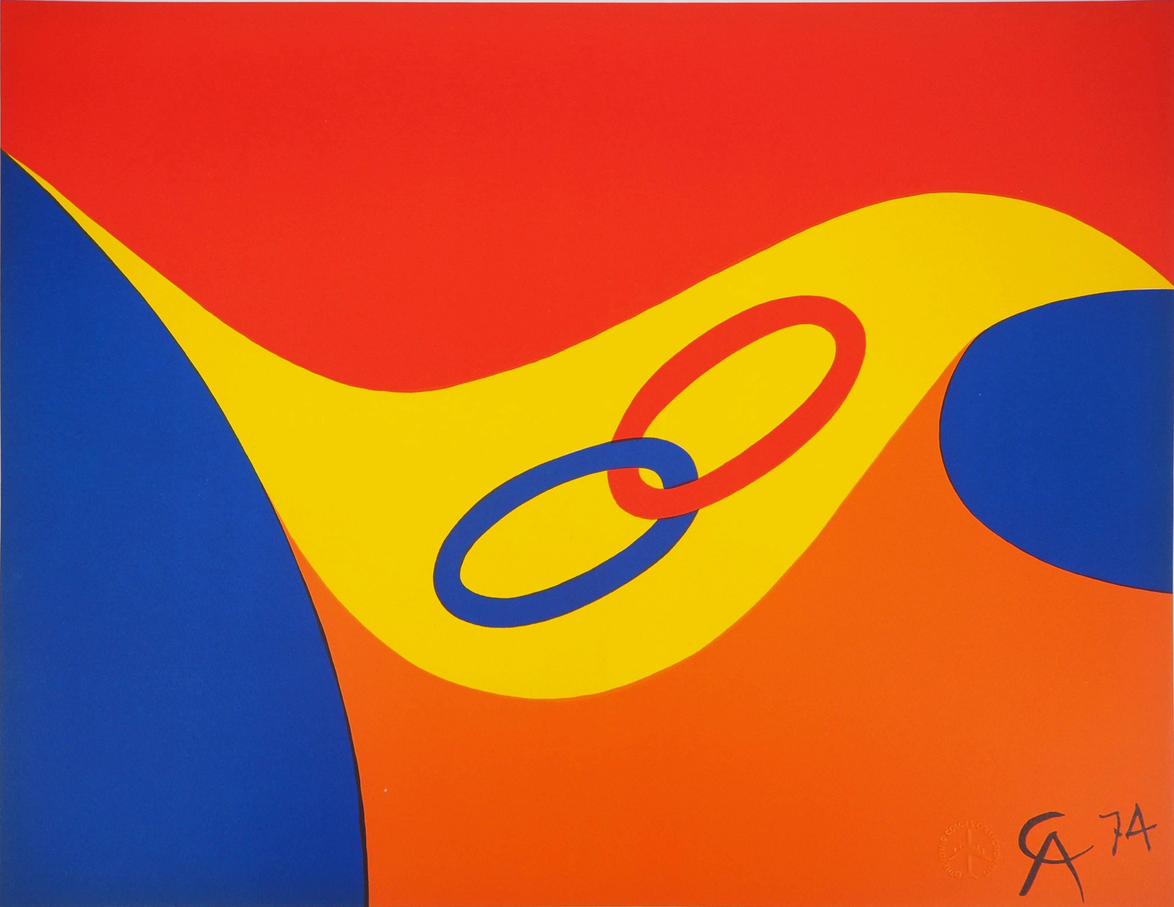 Alexander Calder Abstract Print - Flying Colors - Rings, 1974 - Original lithograph, Signed