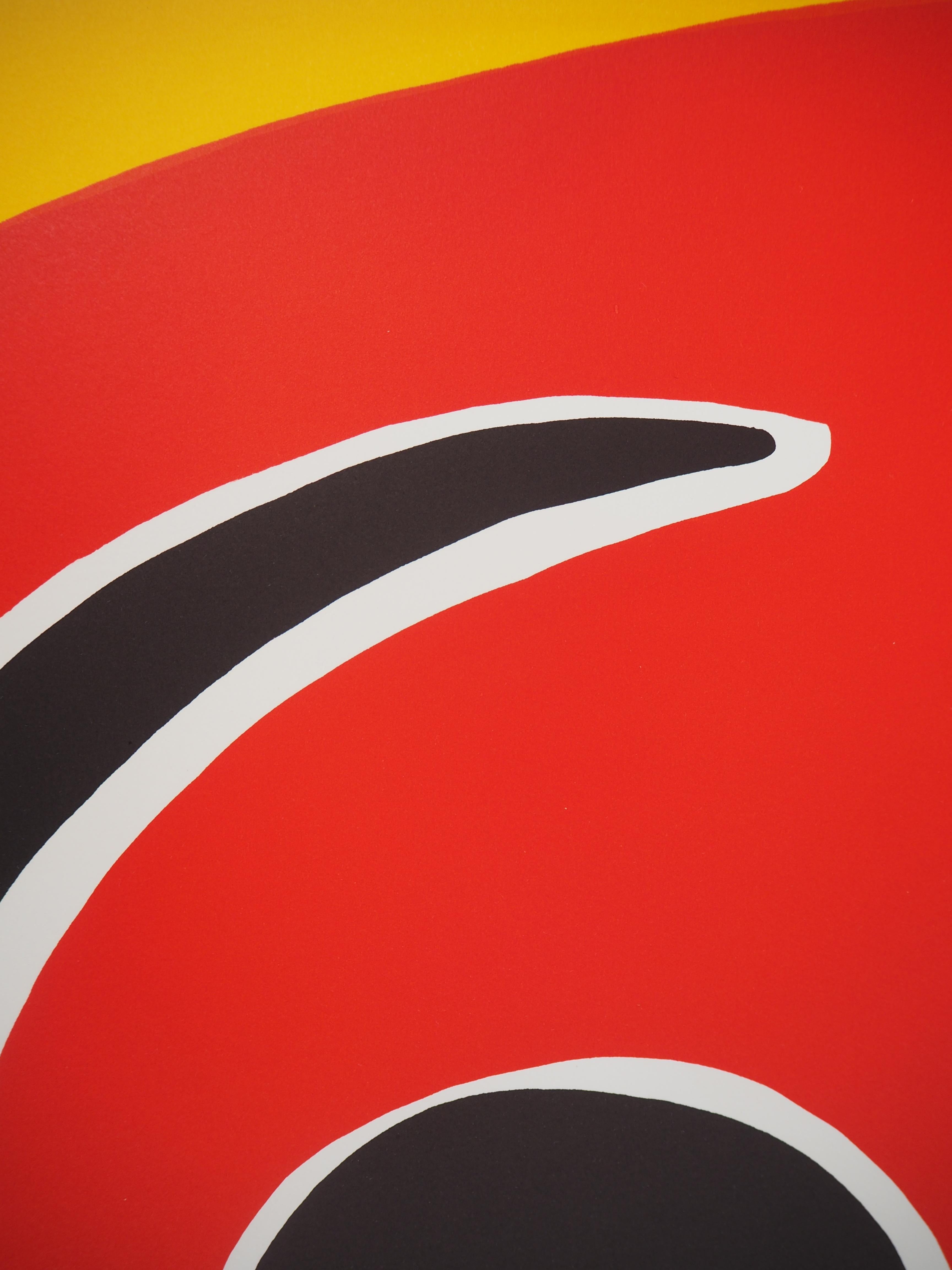 Flying Colors - Spiral, 1974 - Original lithograph, Signed - Red Abstract Print by Alexander Calder