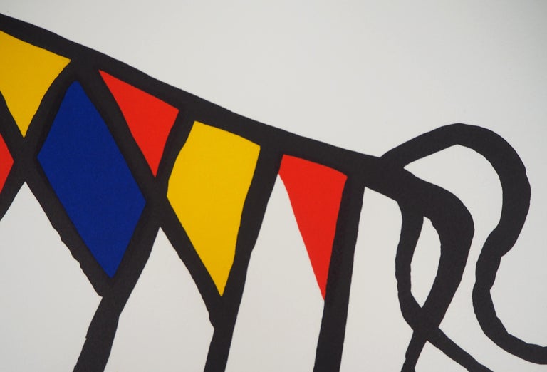 Alexander CALDER
Flying Colors - Wild Animal, 1974

Original Lithograph
Printed signature in the plate
On vellum 66 x 51 cm (c. 26 x 20 inch)
Authenticated by the blind stamp of the editor

Very good condition, light marks on the edge