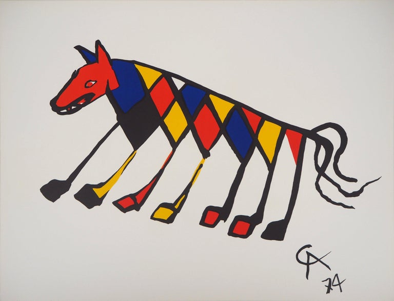 Alexander Calder Animal Print - Flying Colors - Wild Animal, 1974 - Original lithograph, Signed