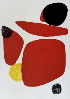 Four Red, Three Black, One Yellow - Original Lithograph