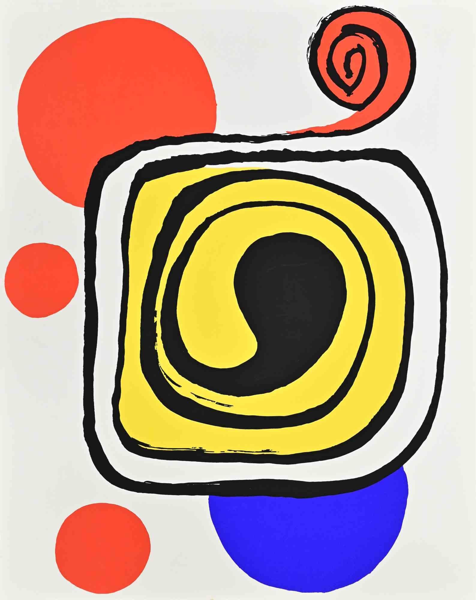 Lithographie sur carton réalisée par Alexander Calder en 1976, à l'occasion de son exposition personnelle à la Galleria Rondanini, Rome.

Non sign�é ni numéroté, tel qu'il a été émis.

Excellent état.