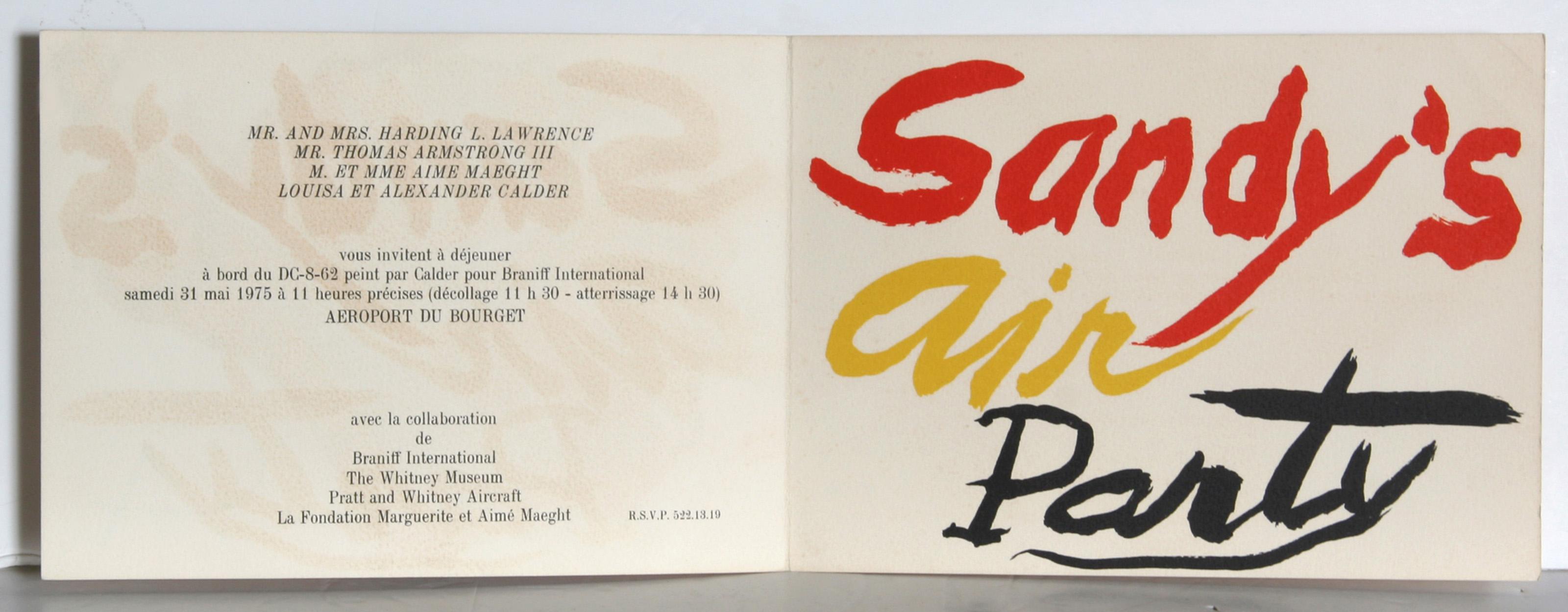 Invitation to Sandy's Air Party, Modern Lithograph by Alexander Calder For Sale 1