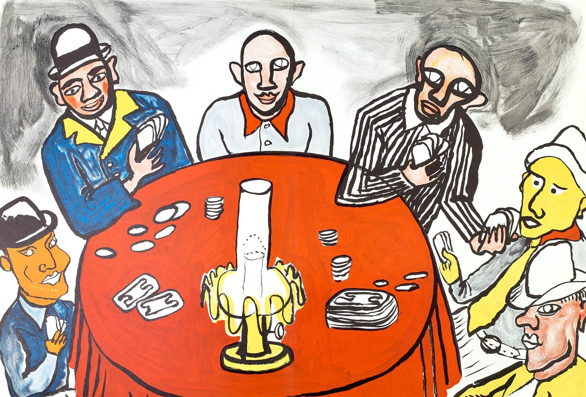 Alexander Calder Abstract Print - Joueurs de cartes III, Derrière le miroir