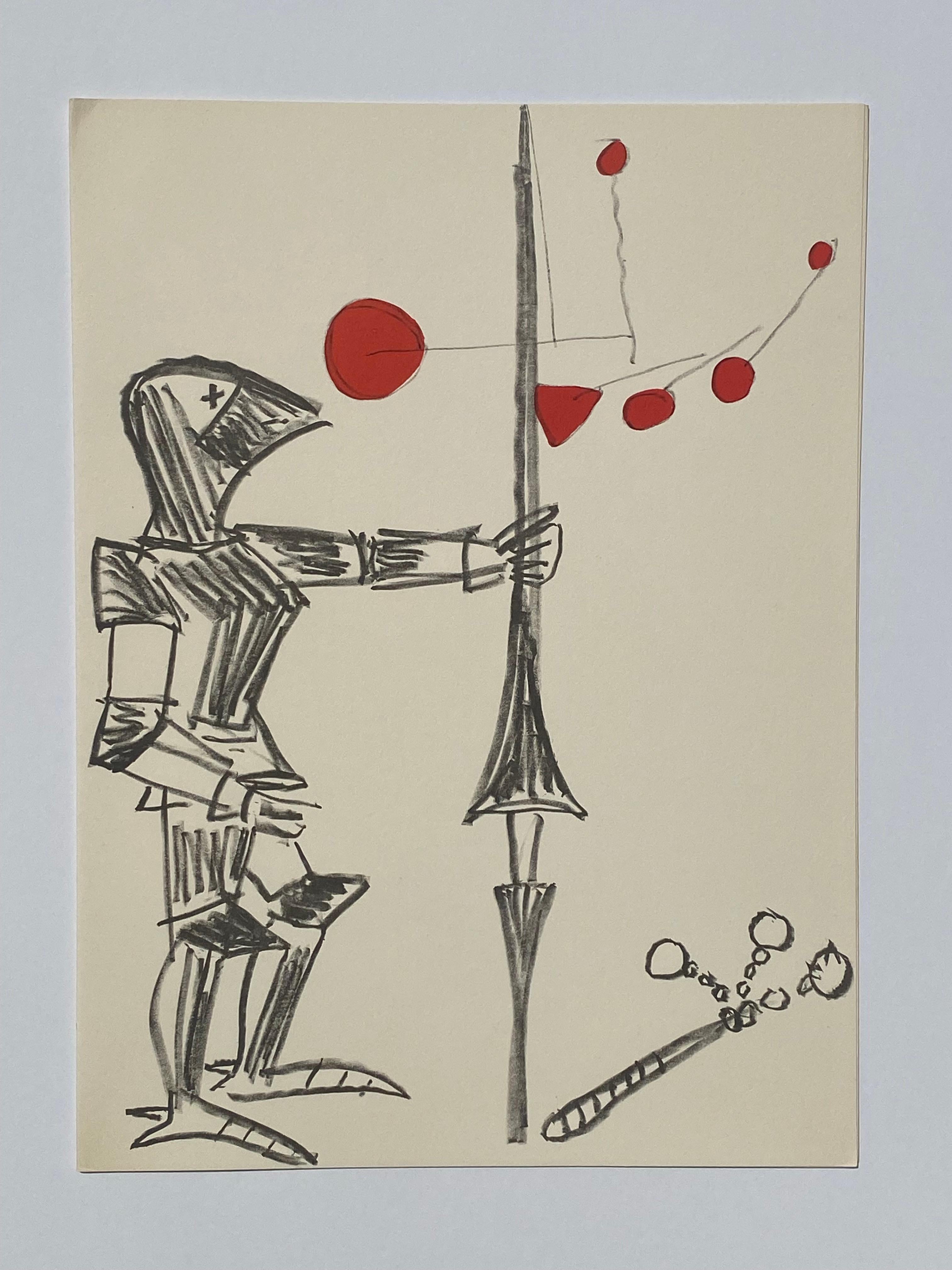 Alexander Calder (American, 1898-1976)
“Le Noble Chevalier, 1960”
Lithograph in Colors on Velin de Rives paper
Sheet Size: 11” x 16” (27.94 x 40.64 cm)
Printed by Maeght Editeur, Paris
Edition Size: This print was one of 150 unsigned copies included