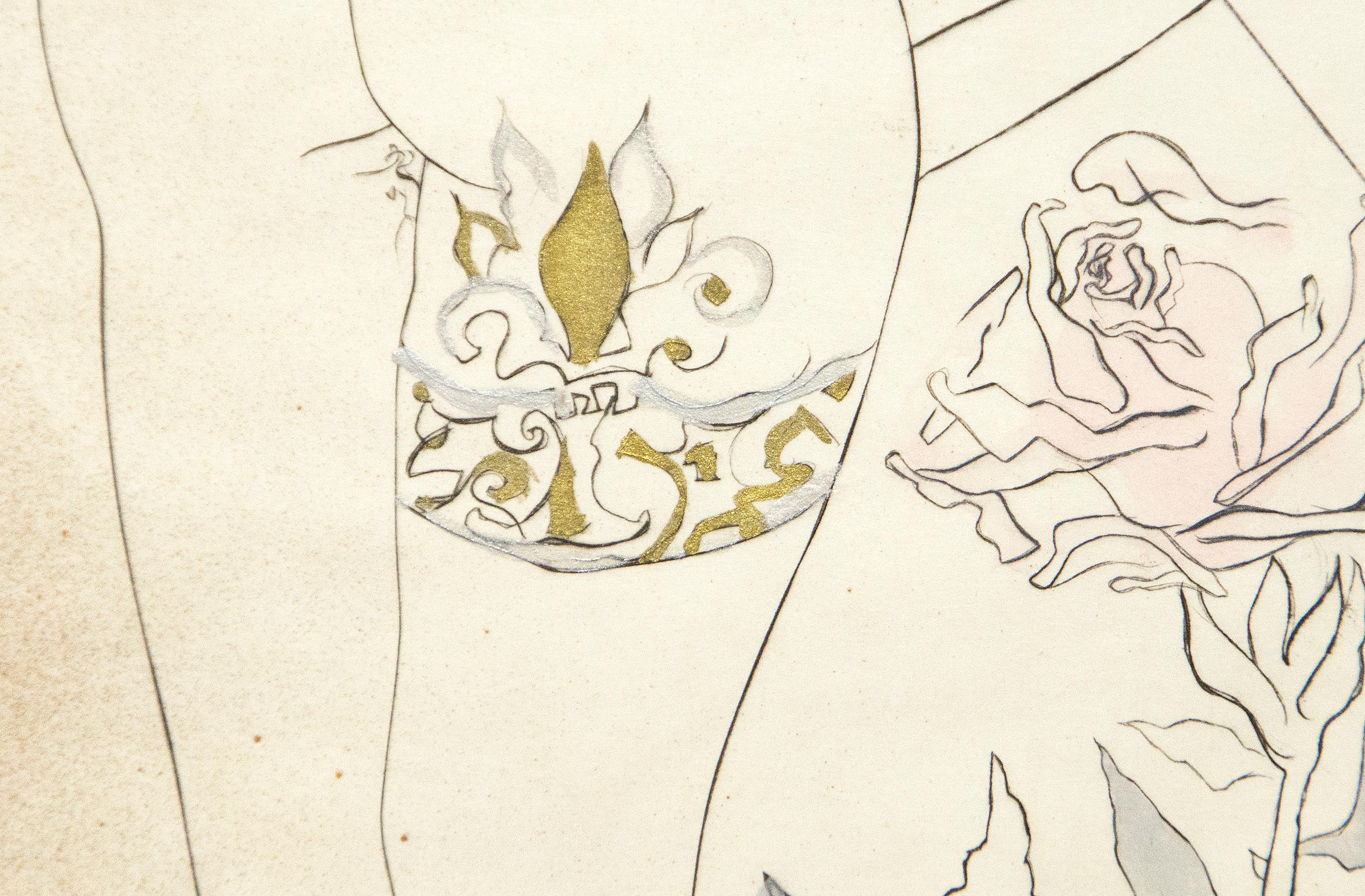 Le Nu à la Jarretière, from The Hippies - White Figurative Print by Salvador Dalí