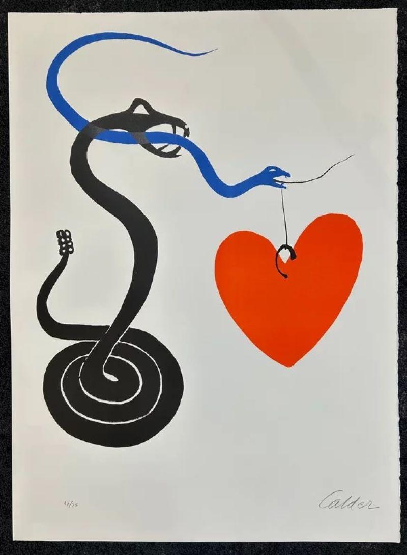 Le Serpent au Cœur (extrait du Mois Mondial du Cœur), 1972 - Lithographie originale  - Print de Alexander Calder