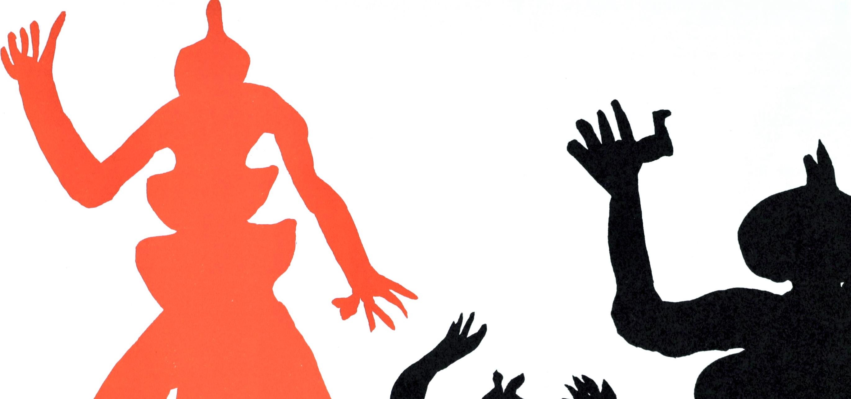 Les folles de Saché, Derrière le miroir (Orange), Abstract Print, von Alexander Calder