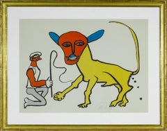 Retro "Lion Tamer" framed signed lithograph by Alexander Calder. Edition EA of 100.