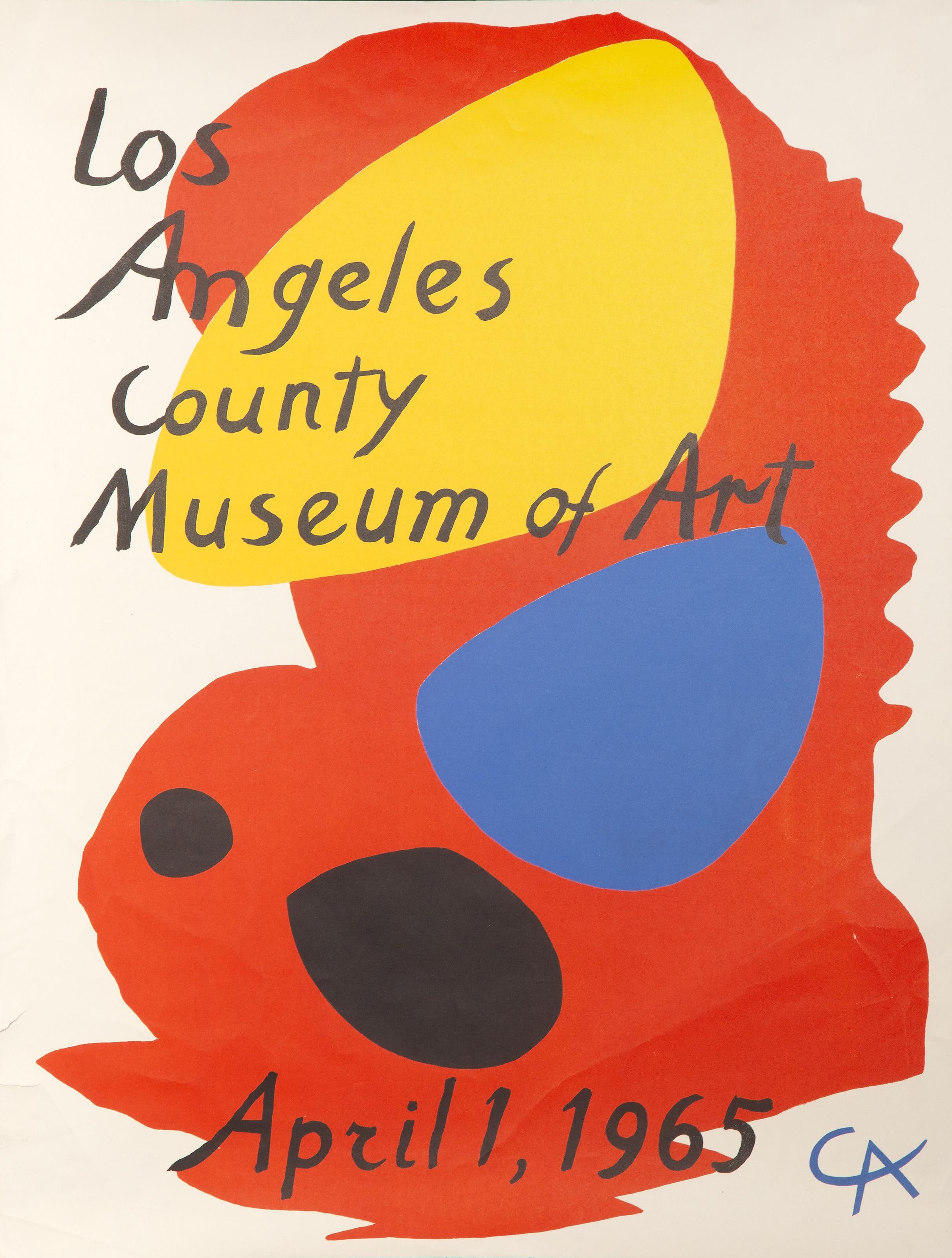 A lithograph poster by Alexander Calder for the Los Angeles County Museum of Art (LACMA), created in 1965. The dynamic composition is signed and dated in the plate.

Exhibition Poster: Los Angeles County Museum of Art
Alexander Calder, American