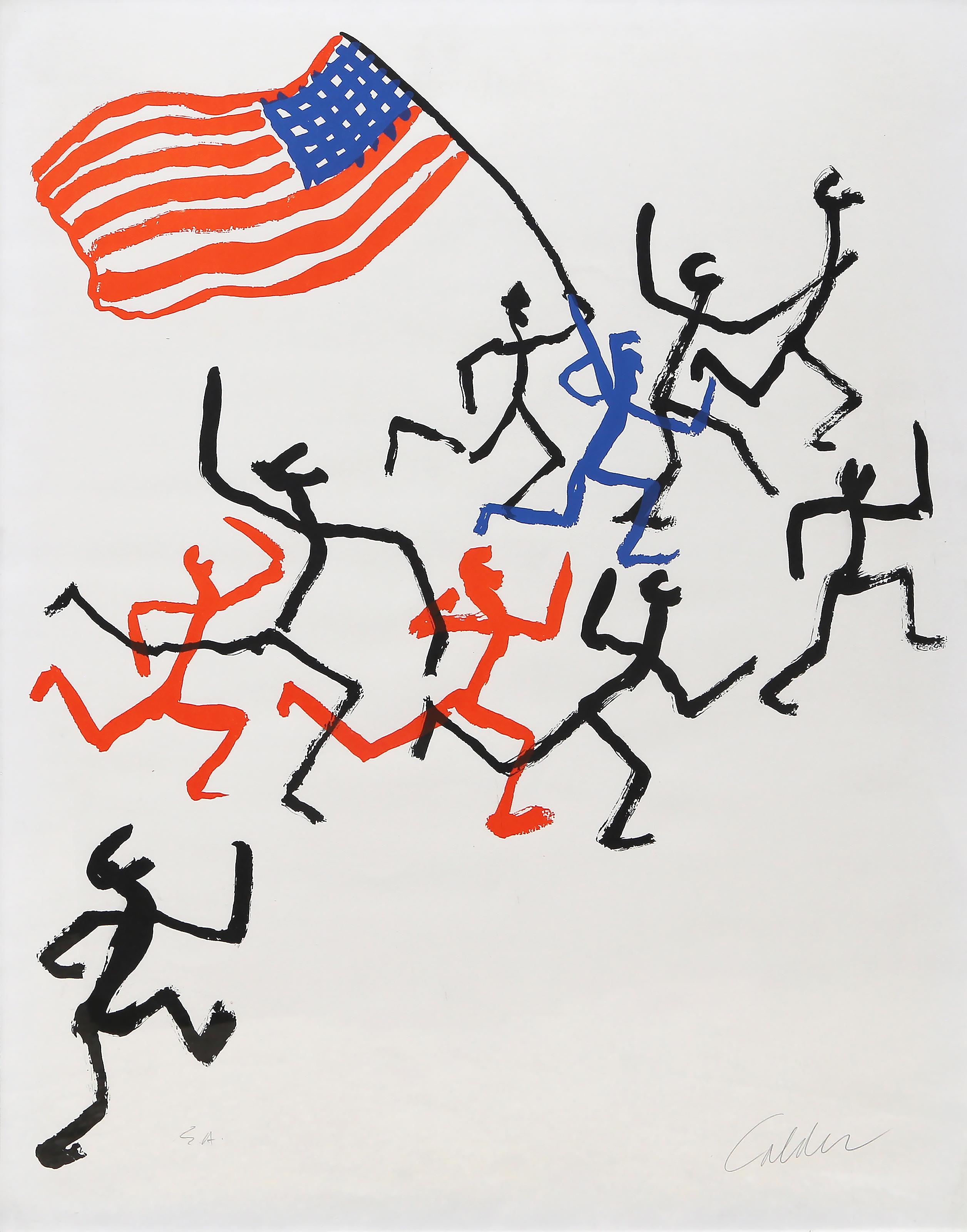 An original Alexander Calder lithograph signed lower right, marked EA (Artist's Proof) lower left aside from the edition of 100. Published in 1974 to benefit the Madison Square Boy's Club.

Madison Square Boy’s Club
Alexander Calder, American