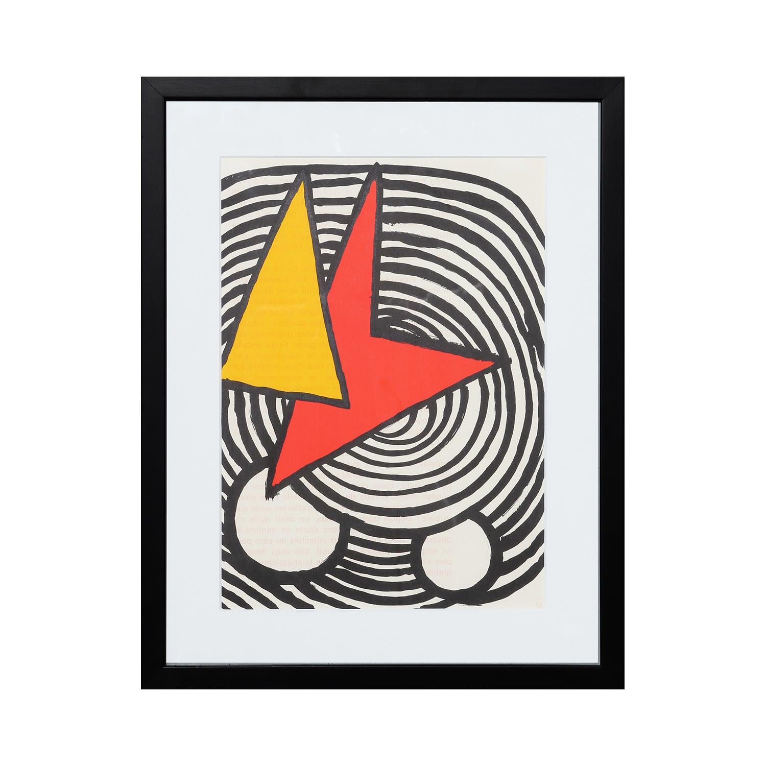 Modern Black, White, Red, and Yellow Derrière le Miroir Abstract Lithograph - Print by Alexander Calder