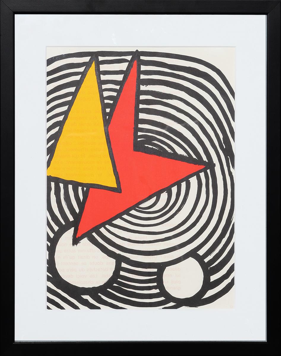 Modern Black, White, Red, and Yellow Derrière le Miroir Abstract Lithograph
