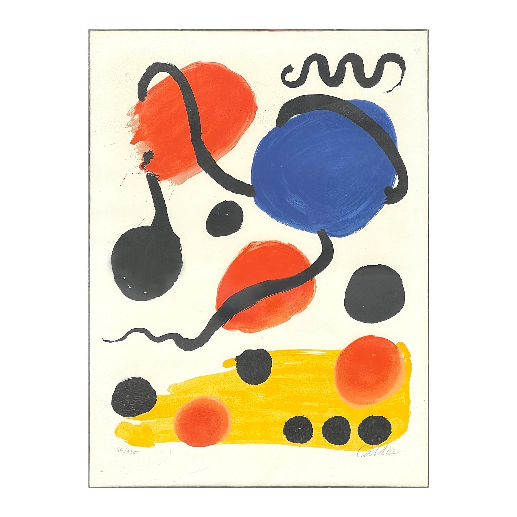 Modern Yellow, Red, & Blue Abstract Lithograph of Circles for Atelier Mourlot - Print by Alexander Calder
