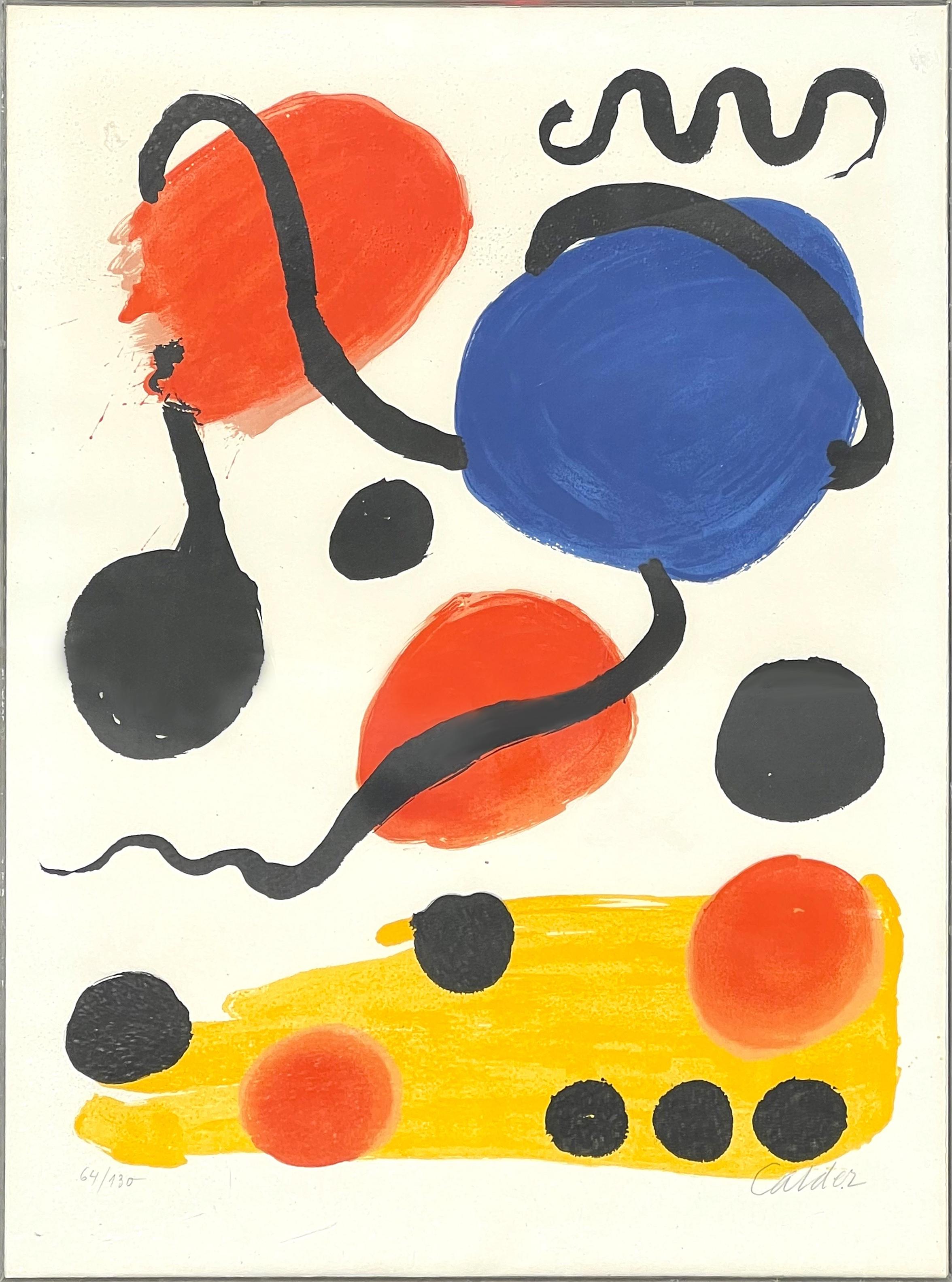 Alexander Calder Print - Modern Yellow, Red, & Blue Abstract Lithograph of Circles for Atelier Mourlot