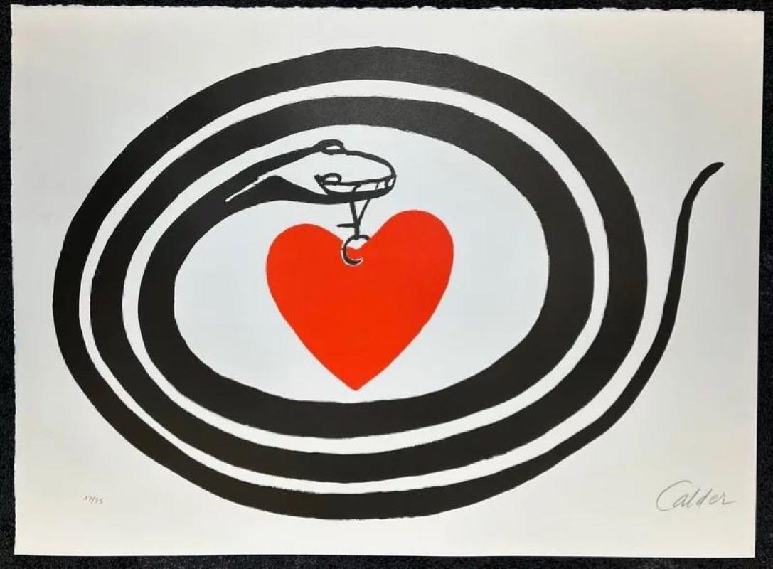 Mois Mondial du Coeur, 1972- Original lithograph  - Print by Alexander Calder