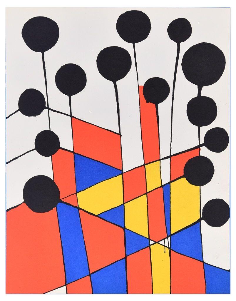 Mosaique Et Ballons Noirs is an original colored lithograph realized in 1971 by Alexander Calder. 

Very good conditions. Not signed. 

The lithograph represents a very colorful abstract composition typical of the artist's style.

Alexander Calder