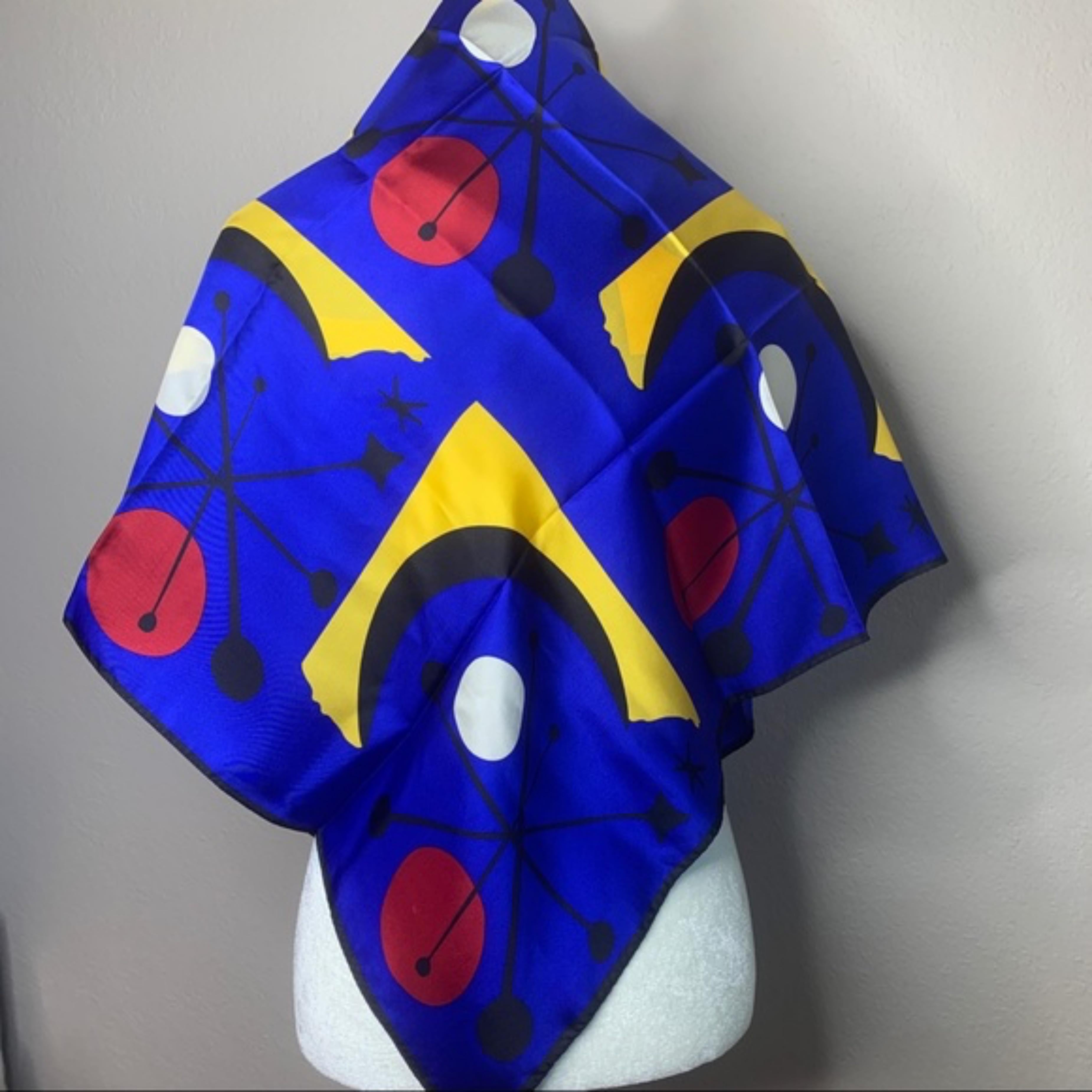 Alexander Calder Abstract Print - Paper Ball Silks Scarf - artist designed textile - 33 inches x 35 inches